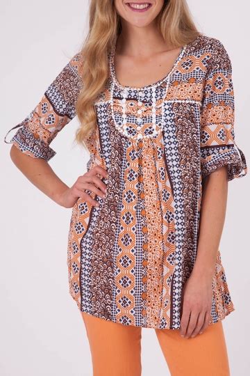 Cafe Latte Aztec Print Tunic Womens Tunics Birdsnest Online Shop