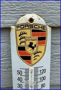 Vintage Porsche Sports Car Porcelain Thermometer Gas Battery S