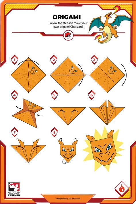 Origami With Charizard Pokemon Kids Craft Origami Pokemon Craft ...