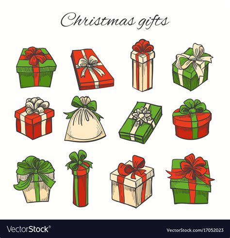 Set Of Christmas Gifts Royalty Free Vector Image