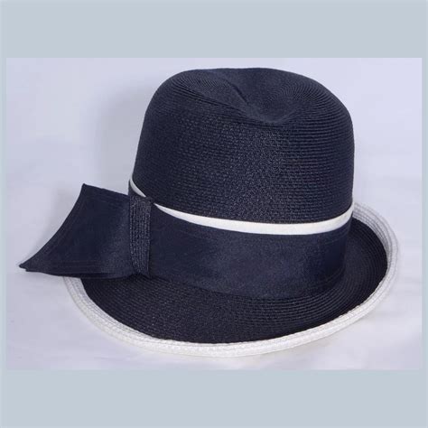 Vintage 1960s Mr Michael Navy Blue Straw Fedora Hat My Vintage Clothes Line Ruby Lane