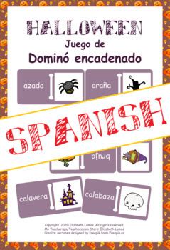 Halloween en español juego de Dominó encadenado by Elizabeth Lemos