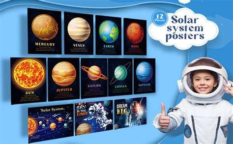 12 Pieces Solar System Educational Teaching Posters