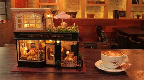 Miniature Kit Cafe De Paris Wooden Dollhouse Kit Led Light Etsy