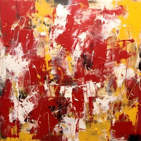 Premium Photo Abstract Expressionist Mural In Yellow Red And White