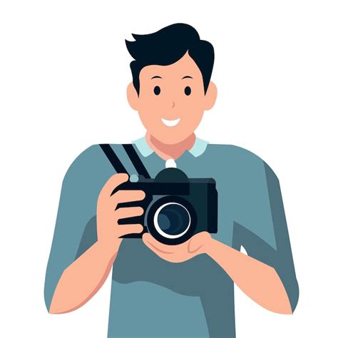 Premium Vector Man Holding Camera Vector