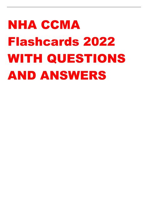 Nha Ccma Flashcards With Questions And Answers Nha Ccma