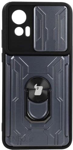 Etui Bizon Case Camshield Card Slot Ring Do Moto Edge Neo Szare