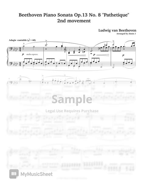 Lv Beethoven Piano Sonata Op 13 No 8 “pathetique” 2nd Movement Intermediate Level