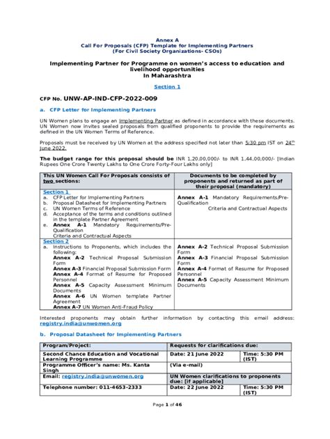 Call For Proposal CFP Template For Implementing Doc Template