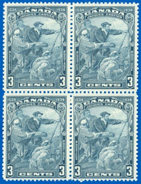 CANADA SCOTT 208 Block 4 Mint F VF OG NH Jacques Cartier SK