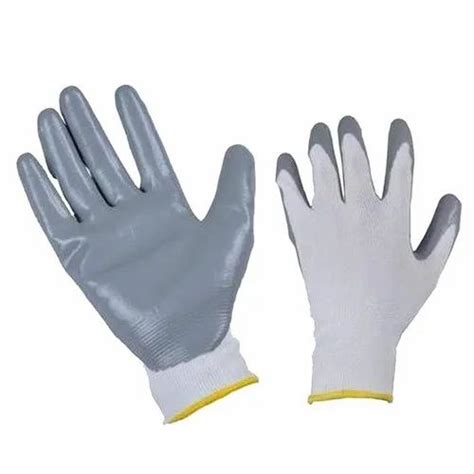 Fortuner Nitrile Coated Grey On White Safety Gloves For Industrial At