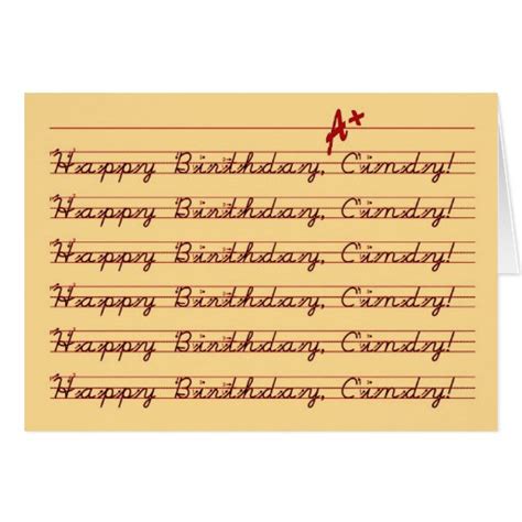 Happy Birthday, Cindy, Vintage Penmanship Greeting Card | Zazzle