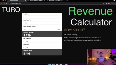 TURO Revenue Calculator YouTube