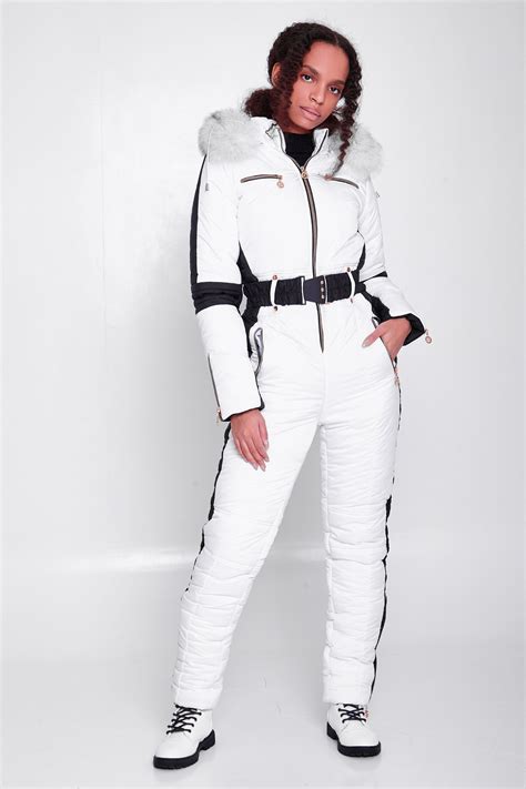 White Womens Ski Suit Winter Womens Snowsuit Warm Jumpsuit Etsy