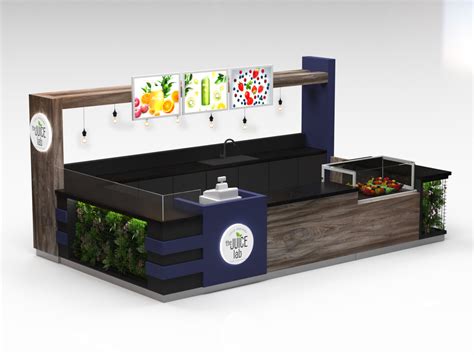 Natural Juice Bar Counter Custom Fresh Juice Drinks Kiosk 3d Design