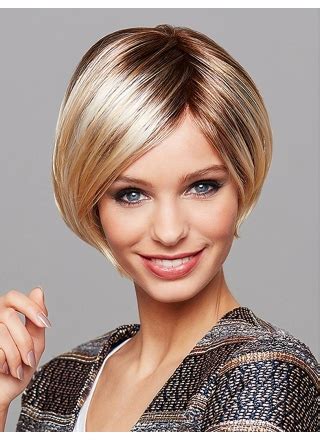 Light Ash Blonde Short Straight Bob Haircut Human Hair Wigs With Side