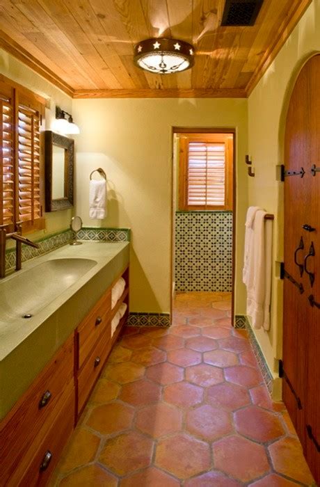 Rustic Hacienda Style Texas Ranch Southwestern Bathroom Houston