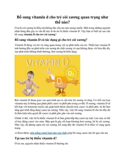 PPT Bổ sung vitamin d cho trẻ còi xương quan trọng như thế nào