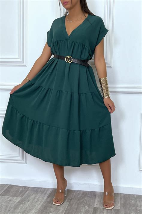 Robe Vert Sapin Longue Et Ample