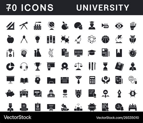 Set Simple Icons University Royalty Free Vector Image