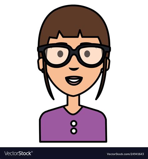 Beautiful Woman With Glasses Avatar Character Vector Image