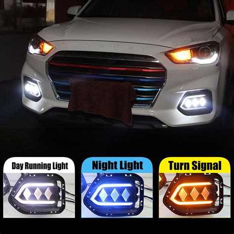 Led Drl Front Fog Light Lamp Streamer Color Fit For Hyundai Ix