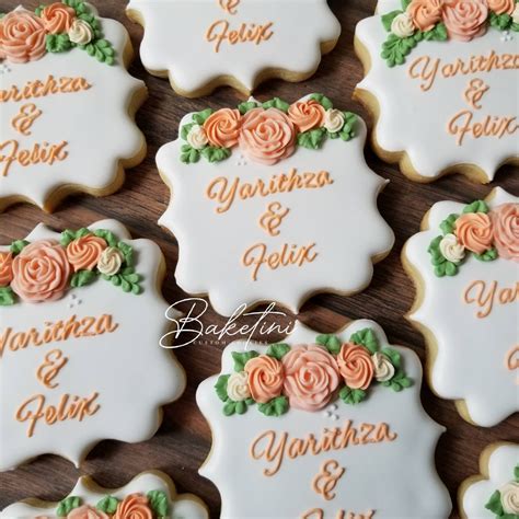 Floral Wedding Cookies Personalized Custom Cookies Boho | Etsy