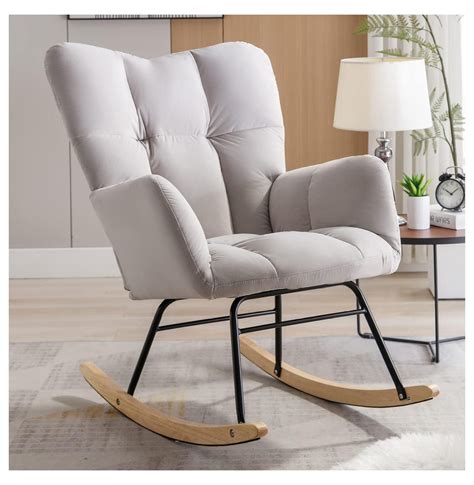 Yositiuu Nursery Rocking Chair Velvet Upholstered Glider Rocker Rocking