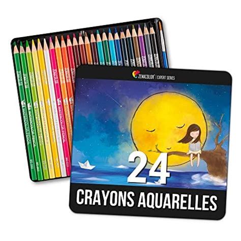 Zenacolor Crayons Aquarellables Num Rot S Avec Pinceau Et Boite