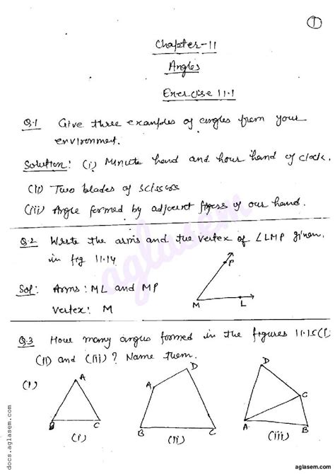 Rd Sharma Solutions Class Maths Chapter Angles Exercise