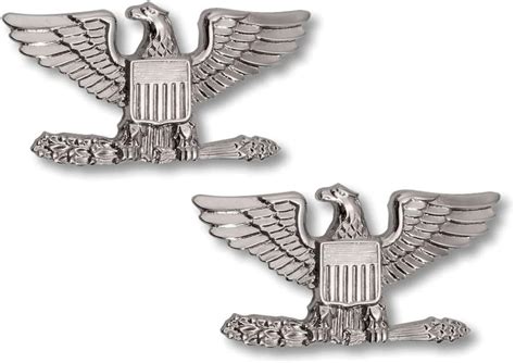 Colonel Eagle Silver Nickel Uniform Collar Brass Pins