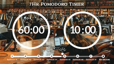 60 Minute Pomodoro Timer 🔥focus White Noise 도서관 백색소음 📚7 Hour Study ⏱