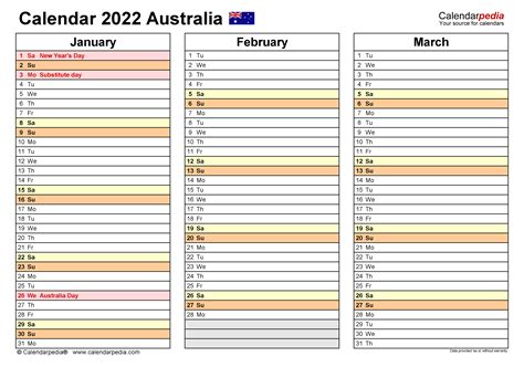 Free Printable Calendar Australia