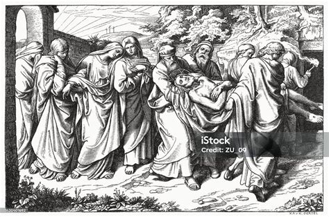 The Burial Of Jesus Wood Engraving Published In 1894 Stock Illustration