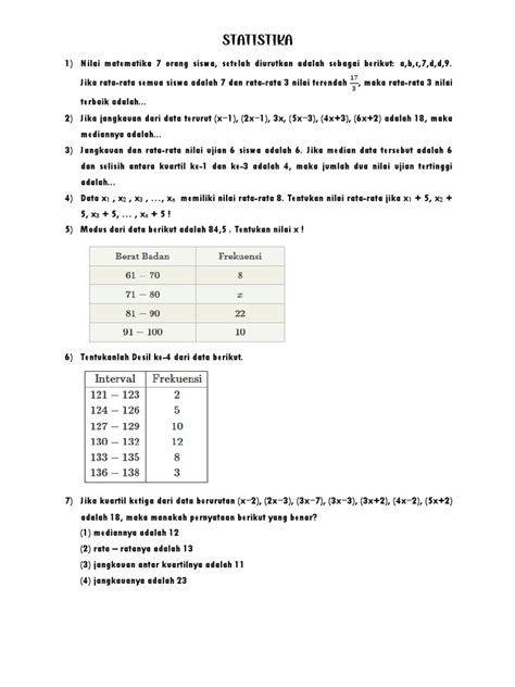 Statistika Data Tunggal And Berkelompok Pdf