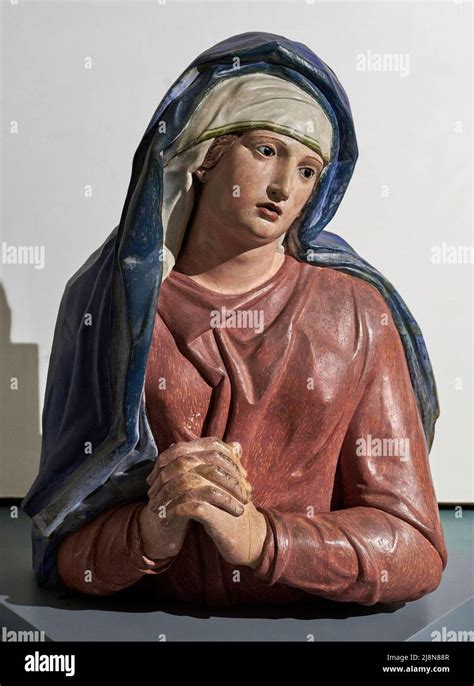 Madonna Dolente Legno Scolpito E Dipinto Ambito Di Anton Maria