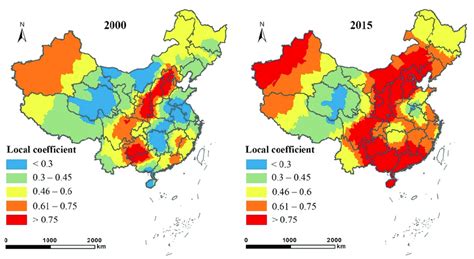 Spatial Distribution Of The Local Coefficients Of Road Density LnRD