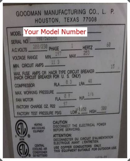 How To Determine Ac Tonnage From Model Number Goodman Goodman Model