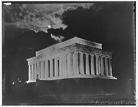 Lincoln Memorial. Night view of front and right of...