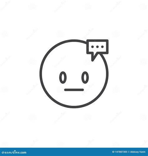 L Nea De Pensamiento Icono De La Cara Del Emoji Ilustraci N Del Vector