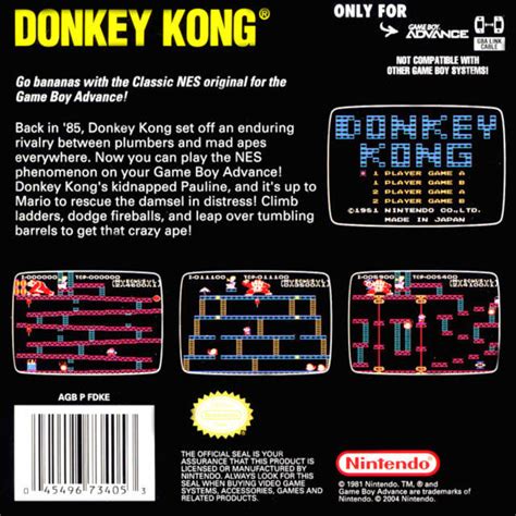 Classic Nes Series Donkey Kong Box Shot For Game Boy Advance Gamefaqs