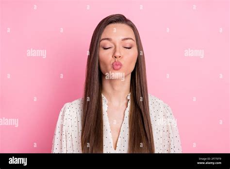 Photo Of Adorable Sweet Young Lady Wear White Outfit Sending Kiss