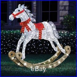 Outdoor Lighted 4′ Christmas Rocking Horse LED Pre Lit Twinking Lawn ...