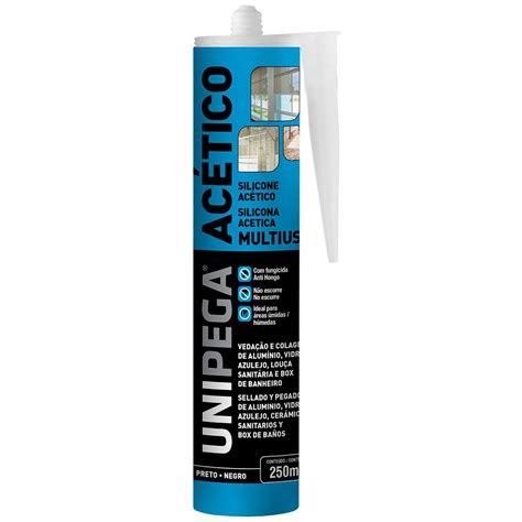 Silicone Acético Multiuso Preto 250ml UNIPEGA 0509 0545