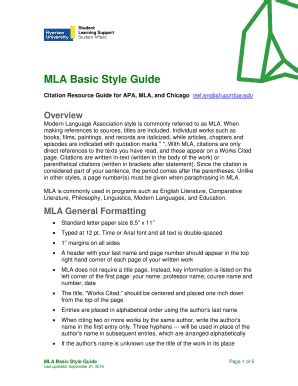 Fillable Online Mla Basic Style Guide Fax Email Print Pdffiller