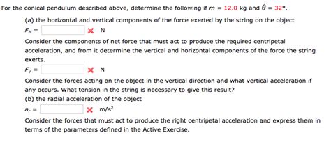 Solved Force components for a pendulum... | Chegg.com