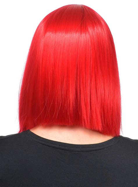 Deluxe Bright Red Concave Bob Wig For Women