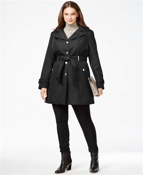 Calvin Klein Plus Size Hooded Single Breasted Trench Coat In Black Lyst