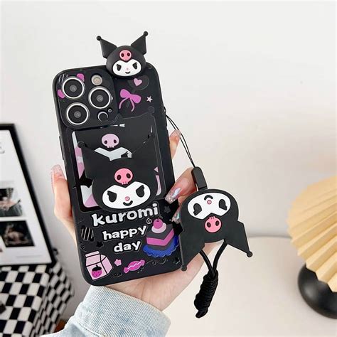 Cute Kuromi Case With Holder Rope For Huawei P20 30 40 Lite Pro Y9s Prime Mate 10 20 Lite Y70